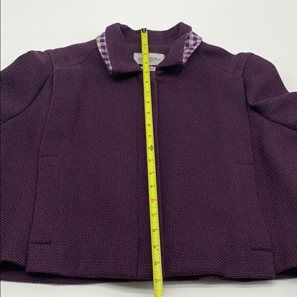 YSL Yves Saint Laurent Silk & Cotton Cropped Purple Coat Sz 12 (F44) - Picture 16 of 16